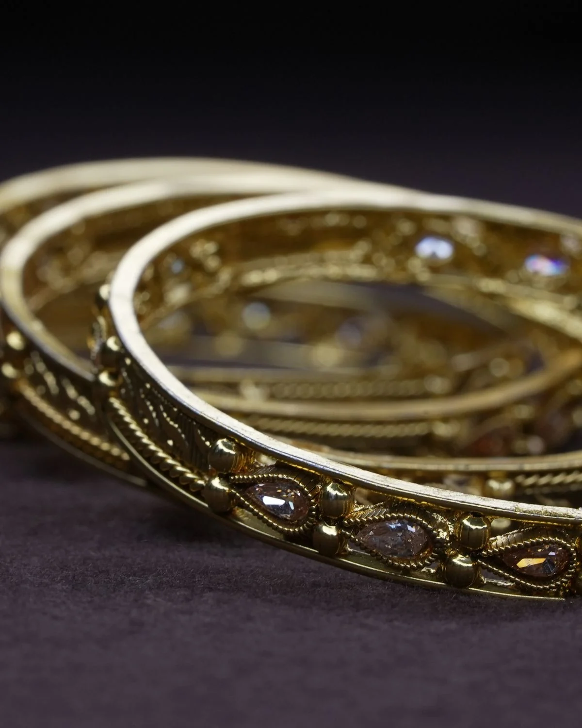 Antique Gold-Tone Kada (Set of 2)